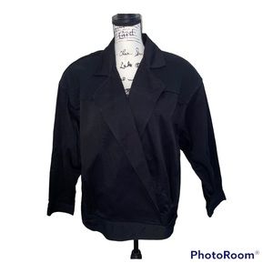 Vintage Oversized black twill Large tuxedo wrap jacket